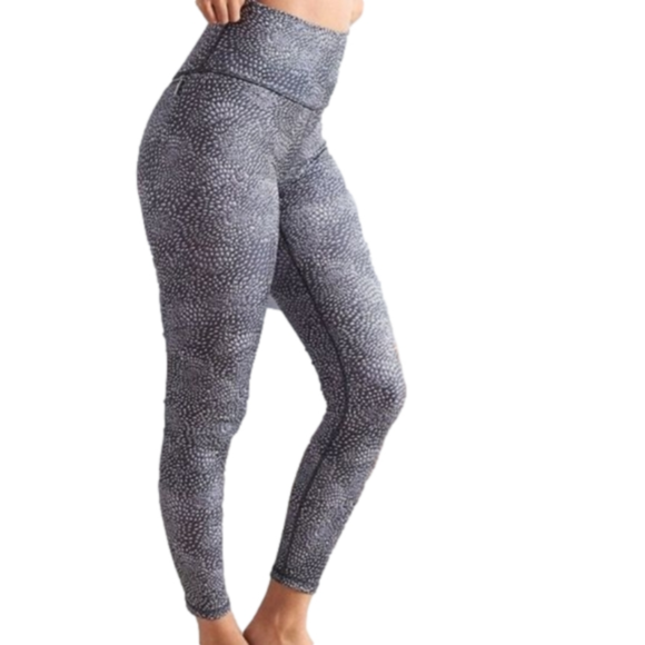 aerie Pants - Aerie Chill. Play. Move Blue Dotted High Rise Leggings sz L - Like New